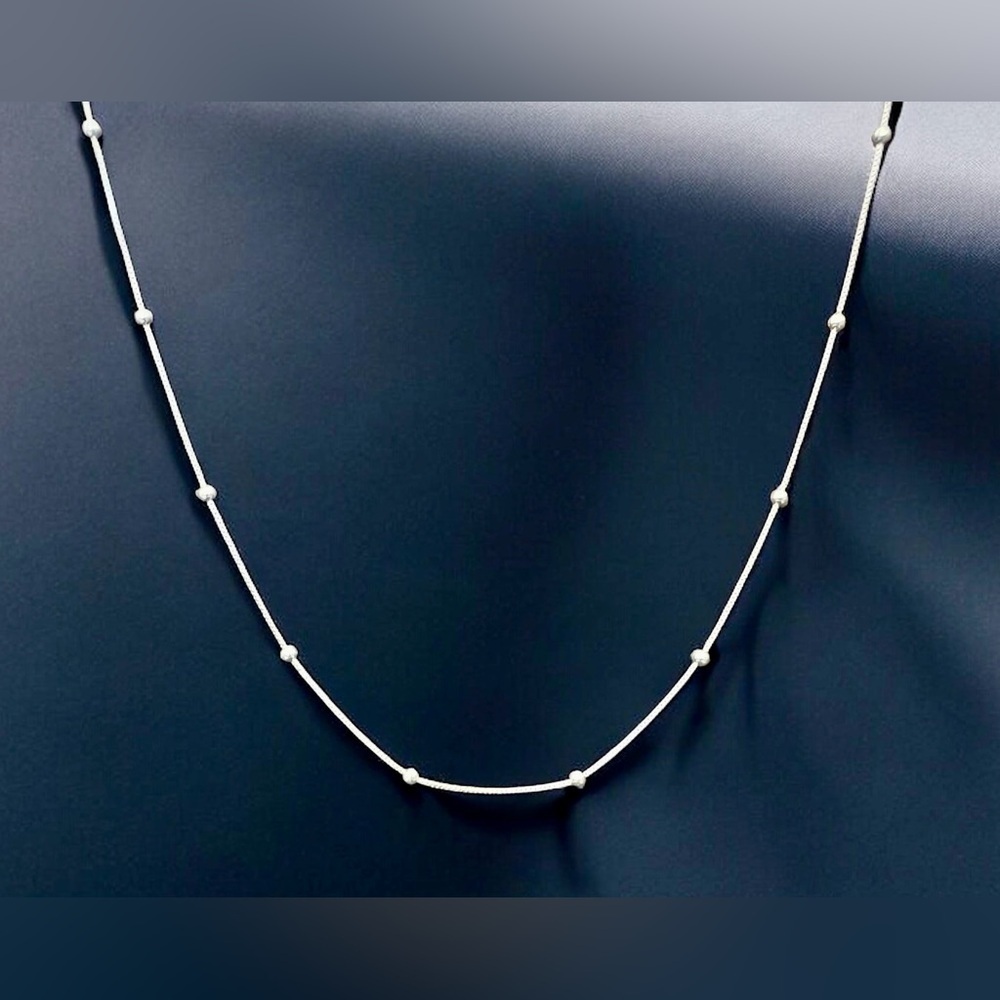 Italian Sterling Silver Satellite Box Chain Necklace (16”)